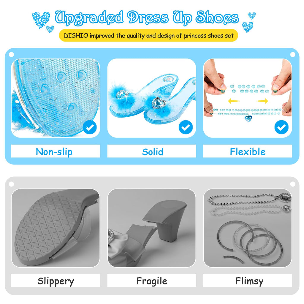 DISHIO Girls Princess Dress Up Shoes and Jewelry Boutique