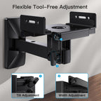 Pipishell Speaker Wall Mounts, Dual Side Clamping Bookshelf Mounting Bracket, Speaker Mounts for Surround Sound, Bookshelf Speakers up to 55 lbs, 1 Pair