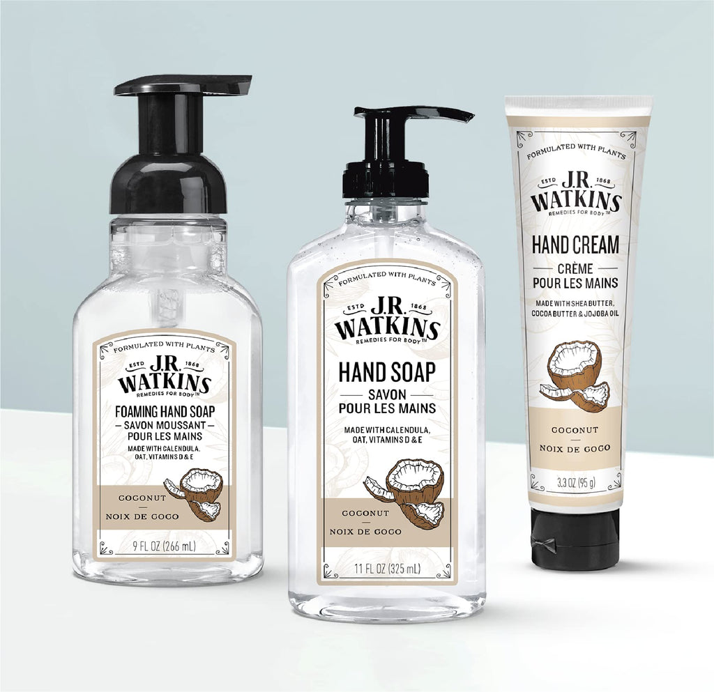 J.R. Watkins Gel Hand Soap, 3 Pack of 11 Fl Oz, Coconut