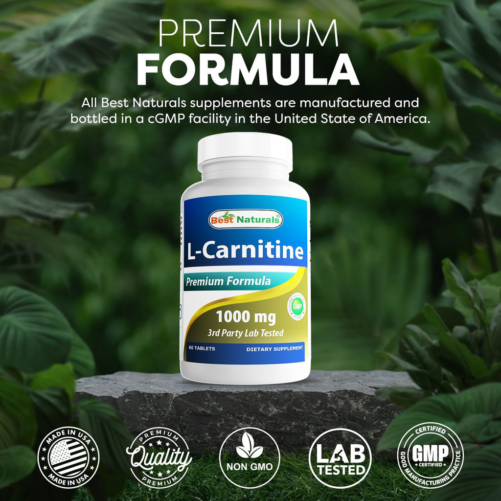 Best Naturals L-Carnitine 1000mg 60 Tablets (60 Count (Pack of 2))
