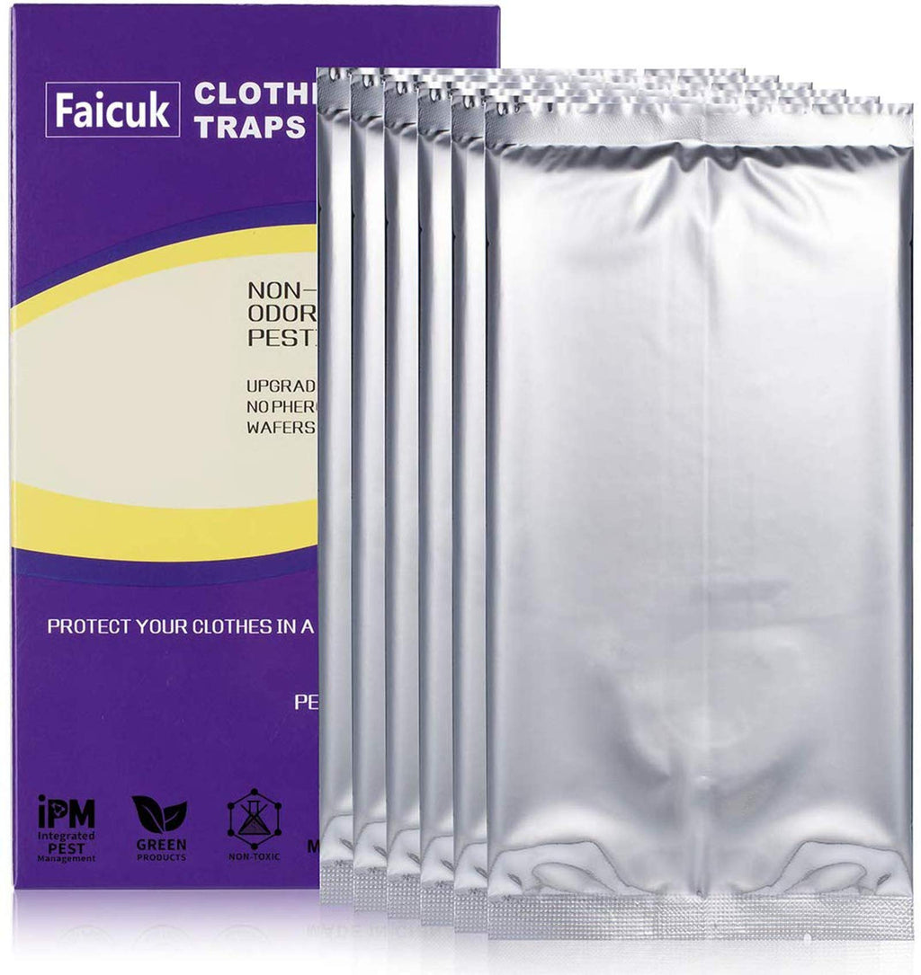 Faicuk Clothes Moth Traps with Pheromone Attractant for Closet and Carpet (6 Pack)