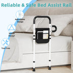Bed Rails for Elderly Adults Safety - Adjustable Bed Assist Rails for Full Size, Portable Bed Cane for Seniors With Storage Pocket, Hold Up to 330 Lbs, Easy Setup, Bedside Safety and Stability