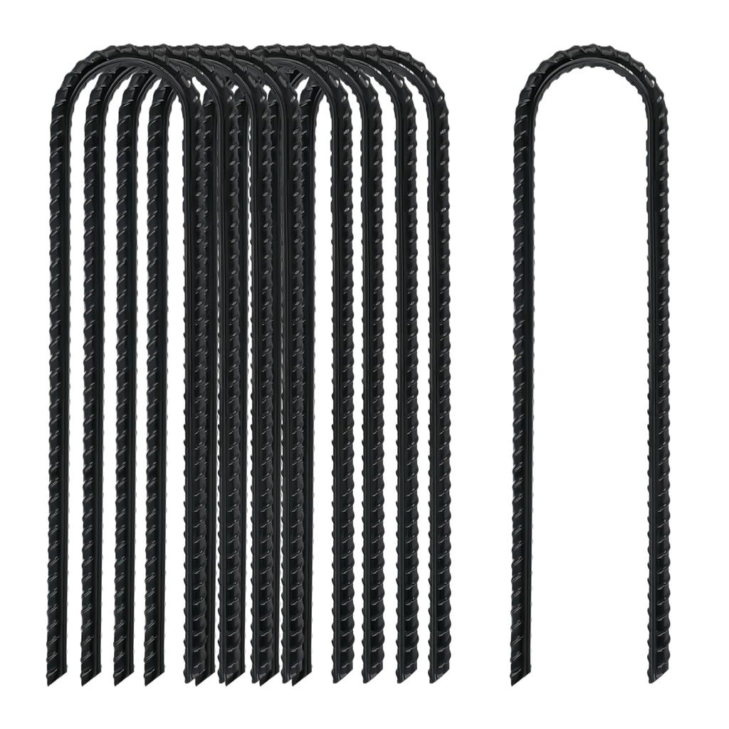 8 Inch Rebar Stakes Heavy Duty, 10 Pack Garden Stake U-Hook, Electrostatic Rust Proof Metal Stakes for Tent, Landscape,Outdoor Decorations, Fabric Ground Cover, Tube Fixing