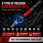 RLVKEAZ 88-Piece Impact Driver & Magnetic Screwdriver Bit Set, S2 Steel Security Torx Hex Phillips Square Triangle Slotted Bits, Mini Ratchet Wrench, Magnetic Bit Holders & Nut Driver, 1/4'' Hex Shank