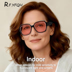 R.F.YFQH 2 Pack Indoor Fluorescent-41 Rose & Outdoor Fluorescent-60 Brown Tinted Fit Over Blue Light Blocking Glasses for Migraine, Light Sensitivity, Photophobia & LED Gaming Computer Glare JF7202