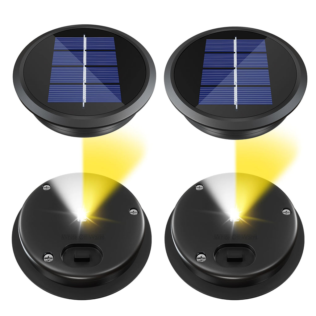 4 Pack Replacement Solar Light Parts for Lantern Solar Light Replacement Tops Waterproof LED Replacement for Outdoor Lanterns 2 Colors(Top 3.34 Inch, Bottom 2.83 Inch)