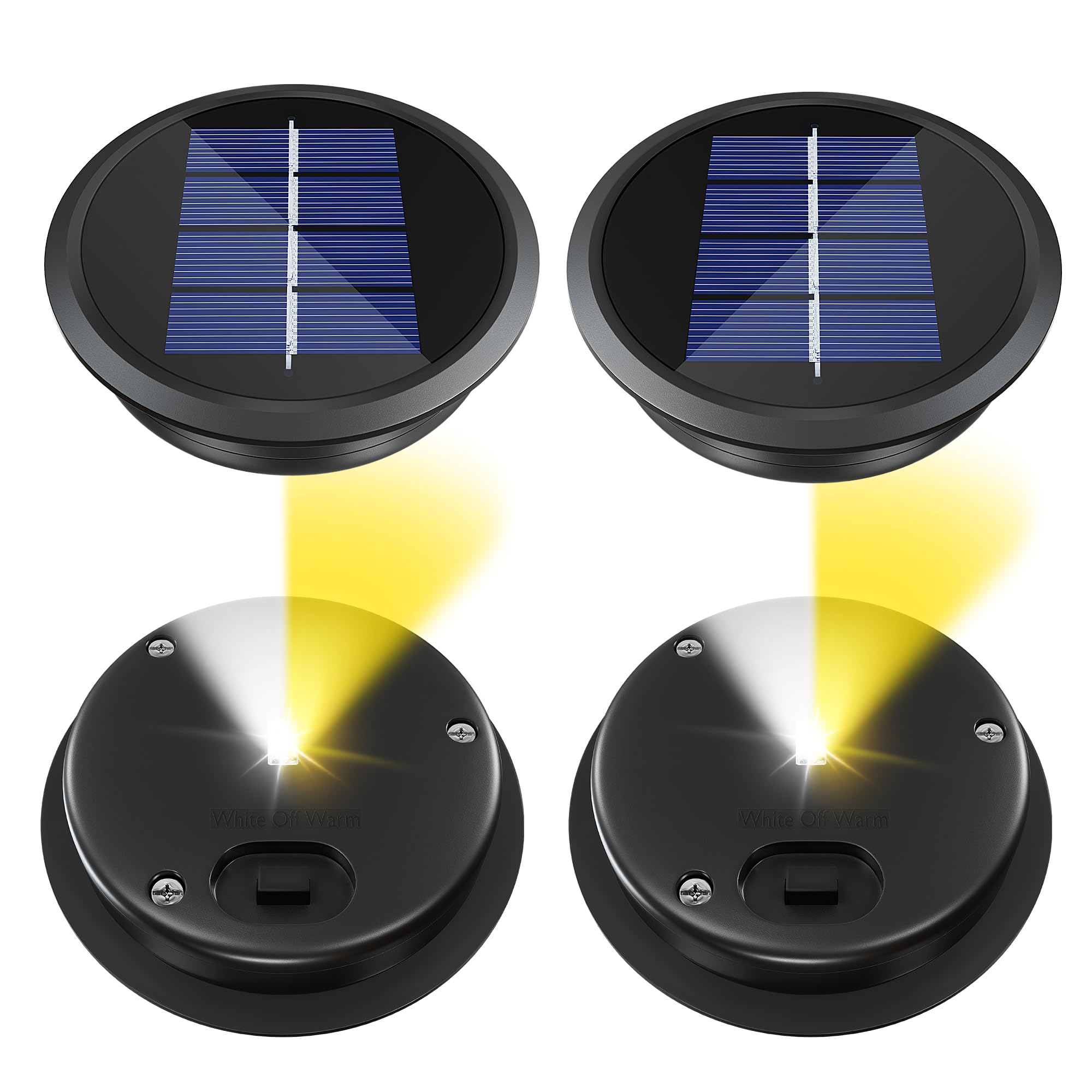 4 Pack Replacement Solar Light Parts for Lantern Solar Light Replacement Tops Waterproof LED Replacement for Outdoor Lanterns 2 Colors(Top 3.34 Inch, Bottom 2.83 Inch)