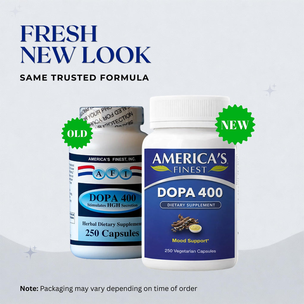 AFI Dopa 400 | Mucuna Pruriens Extract | 15% L-DOPA | Dopamine Boosting Supplement | Supports Healthy Mood, Increases Motivation & Focus | Vegan, Non-GMO, Gluten Free | Made in USA - 250 Capsules