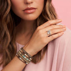 LOWNOUR Boho Bracelets for Women 3pcs Leather Bracelet for Women Western Jewlery Leopard Multi-Layer Crystal Beads Stone Leather Cuff Wrap Bracelets (Boho-3pcs)