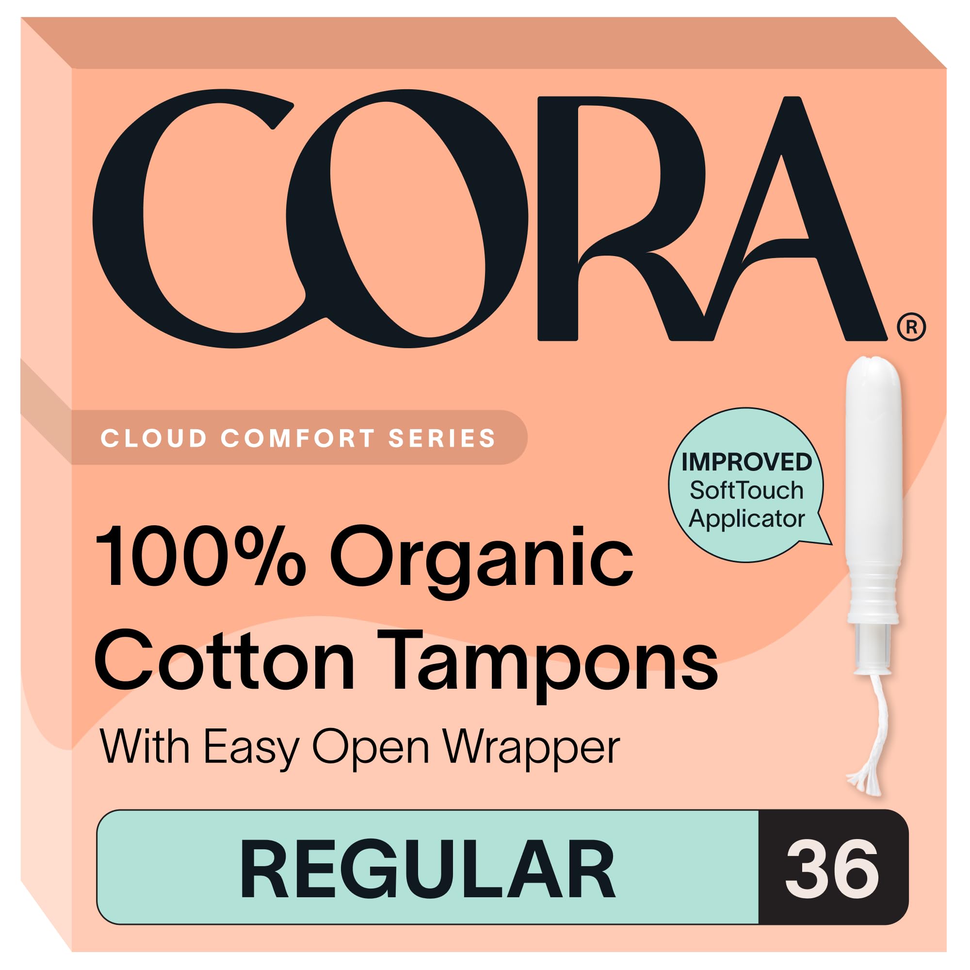 Cora Organic Cotton Tampons (36 Regular Tampons)
