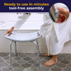 Drive Medical Bathroom Safety Shower Tub Bench Chair, Aluminum, Color: White