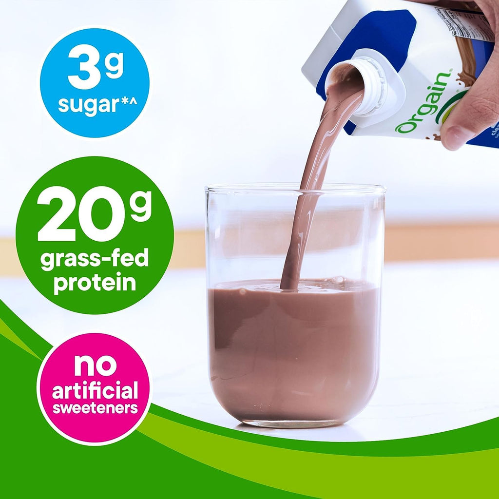 Orgain 20g Clean Grass Fed High Protein Shake, Chocolate, 11 oz, 12pk
