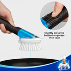 MR.SIGA Soap Dispensing Dish Brush, Kitchen Brush for Pot Pan Sink Cleaning, Black, Pack of 2