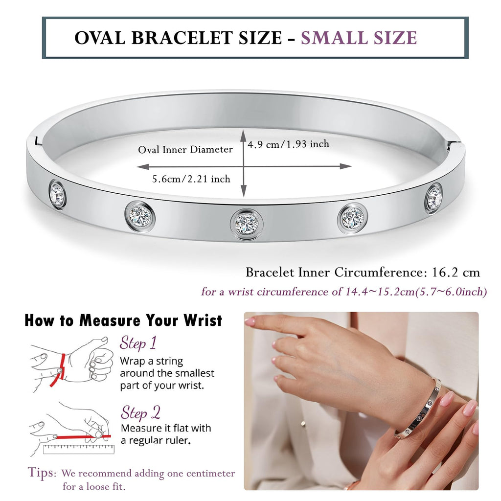 RIMRIVA Silver Bracelets for Women Trendy Love Bangle Friendship