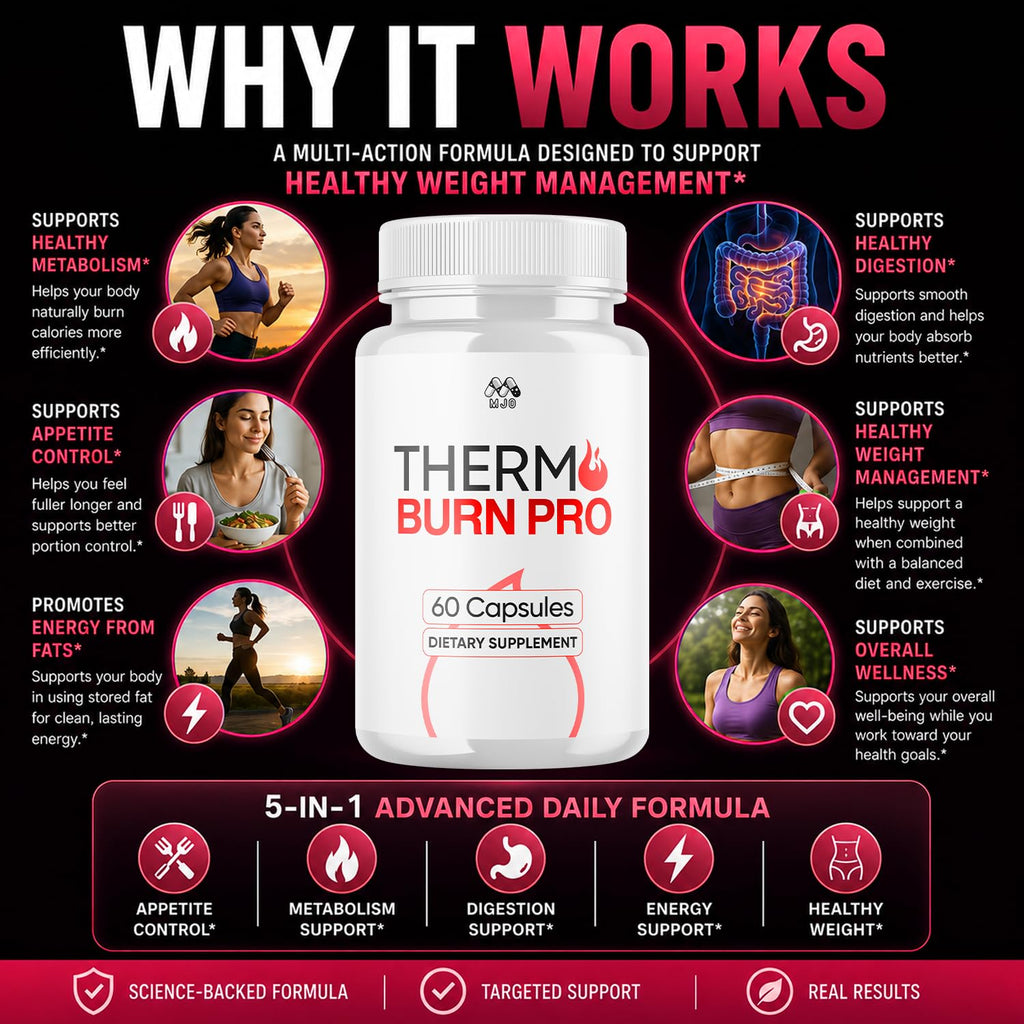 (2 Pack) Thermo Burn Pro Capsules, Official Thermoburn Pro Pills with Natural Ingredients, Maximum Strength ThermoburnPro with Premium Vitamins Supporting Wellness & Health Naturally (120 Capsules)