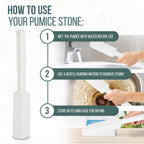 Powerstone Pumice Stone Toilet Bowl Cleaner with Extra Long Handle - 4 Pack | 3'' Longer Handle | Remove Hard Water Stains, Rings & Limescale from Toilets, Bathtubs, Sinks, Pools, BBQ