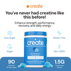 Create Creatine Monohydrate Gummies for Men & Women, Boost Focus, Strength, and Endurance, Anti-Melting Formula, Vegan, Gluten-Free, Non-GMO, 1.5g of Creatine per Gummy (Blue Raspberry)