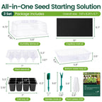 SOLIGT Self Watering Seed Starter Trays with Humidity Domes 3 Pack 72 Cells