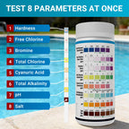AKSBTEC 2026 Salt Water 8-in-1 Pool Test Strips Kit | 150 Strips Pool Salt Test Strips | Salt Water Pool Testing Kit for Pools, Hot Tubs & Spas Quick Accurate Tests Salt, Chlorine, pH, Cyanuric Acid