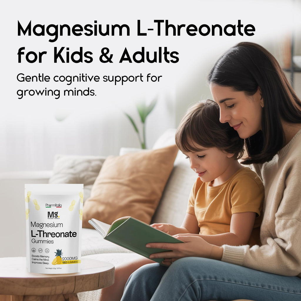 Magnesium L-Threonate Gummies for Adults & Kids 2000mg – Brain Supplements for Memory and Focus - 180 Count (Pack of 1)