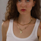 Bheop Chunky Cross Necklace for Women, Gold Layered Herringbone Necklace