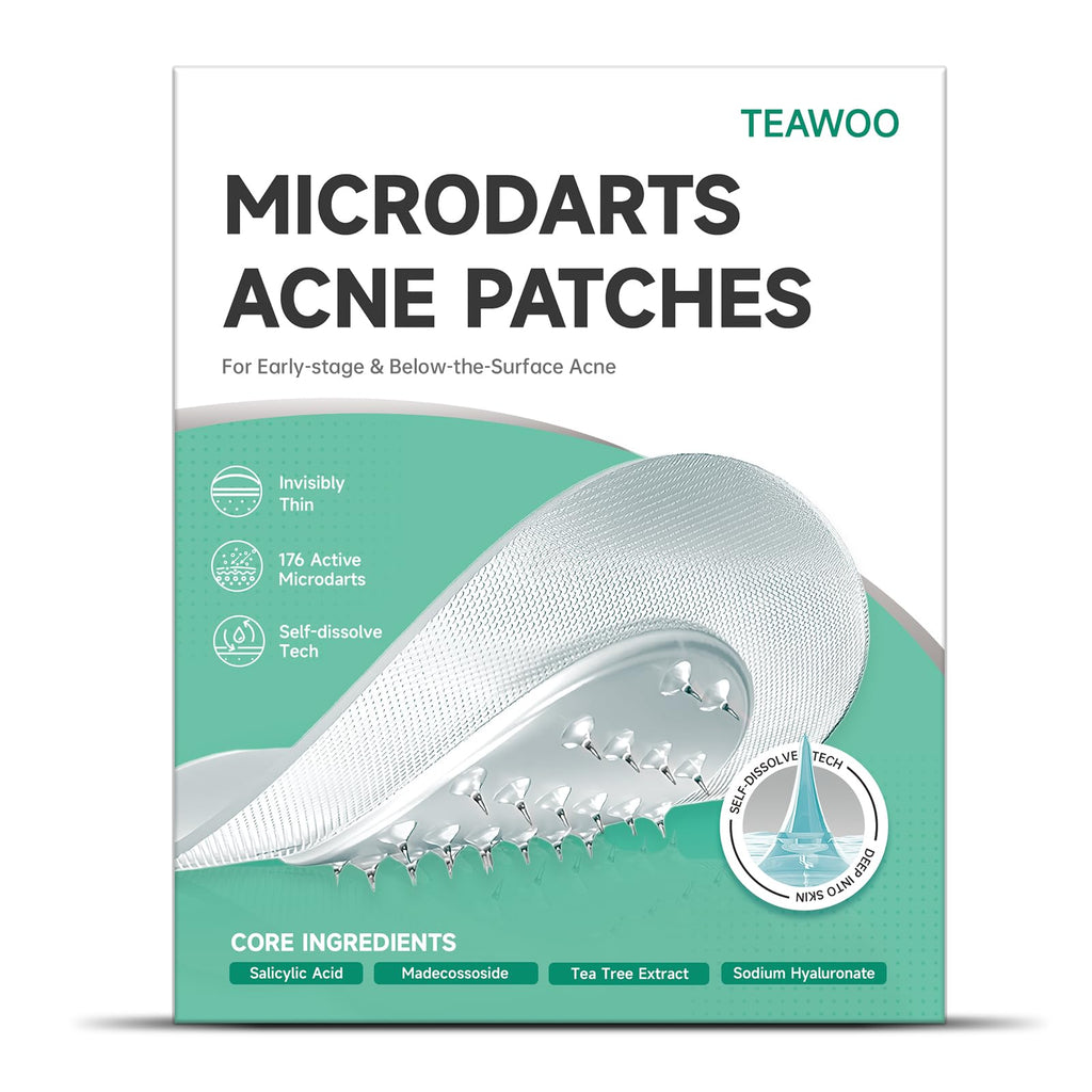 TEAWOO 72-Count Microdart Acne Patches, Hydrocolloid Pimple Patches with Salicylic Acid & Madecossoside, Microdart Zit Patches for Deep Blemishes & Early Stage Acne (Patented)
