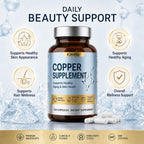 EAONE GHK-Cu Copper Peptide Supplement, 120mcg High Purity GHK Cu Capsules for Hair Health and Scalp Vitality, Promotes Youthful Glow, Support Skin Elasticity, Non-GMO, 120 Vegan Capsules