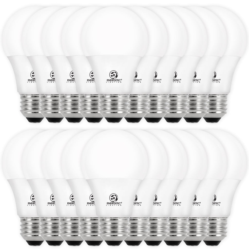 E ENERGETIC LIGHTING Dimmable LED Light Bulbs, 60W Equivalent, Daylight 5000K, 8W 800 Lumens LED Bulbs, E26 Base Standard Light Bulbs, ETL Listed, 20 Packs