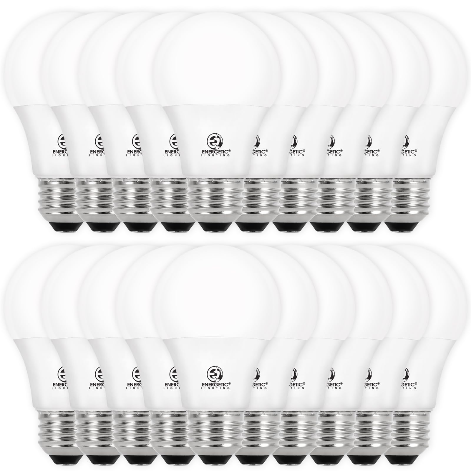 E ENERGETIC LIGHTING Dimmable LED Light Bulbs, 60W Equivalent, Daylight 5000K, 8W 800 Lumens LED Bulbs, E26 Base Standard Light Bulbs, ETL Listed, 20 Packs