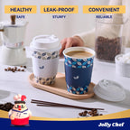 JOLLY CHEF 12oz Paper Coffee Cups with Lids 100 Pack