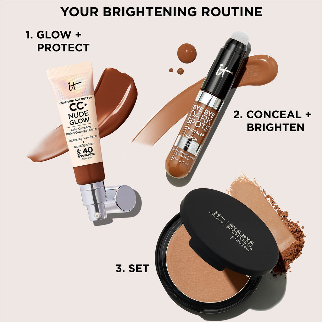 IT Cosmetics Bye Bye Dark Spots Concealer + Brightening Serum – 2% Niacinamide, Hyaluronic Acid & Caffeine - Medium Coverage, Natural Finish, All Skin Types – 12 Fair Warm, 0.22 fl. oz