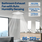 VIVOHOME AutoFlow Bathroom Exhaust Fan with Humidity Sensor 110CFM - Energy-Saving EC Motor,10.2-inch Ceiling Retrofit Bath Fan, No Attic Access Needed(Install Kit, 4-in Duct Included)