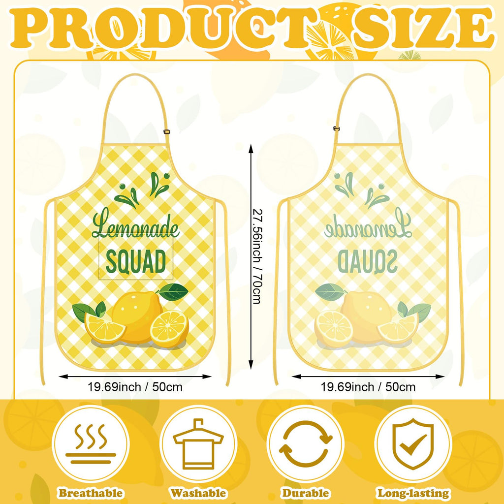 Shyyween 4 Pcs Lemonade Stand Apron Lemon Washable Apron Collection Kitchen Lemonade Stand Decoration Accessories for Painting Cooking Baking Dinner BBQ Grilling Supplies
