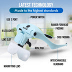 YOCTOSUN Magnifying Glasses with Light for Close Work, Head Magnifier with 4 LED Lights and 5 Detachable Lenses 1X to 3.5X,Rechargeable Hands Free Headband Magnifier Glasses for Crafts, Hobby