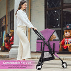 BestPet 3-Wheels Premium 3-in-1 Multifunction Pet Stroller for Medium Small Dogs & Cats - Detachable Carrier, Lightweight Folding Travel Stroller, Purple