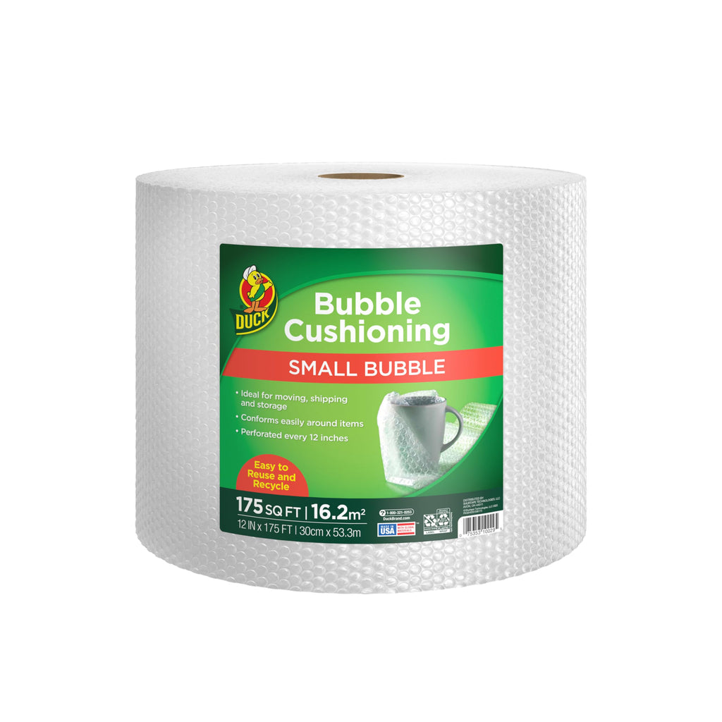 Duck Brand Small Bubble Cushioning Wrap, 12 in x 175 Ft, Clear, 1 Roll