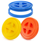 Hacaroa 3 Pieces 5 Gallon Bucket Lids, 12 Inch Plastic Screw Top Seal Lids, Leak-proof Reusable Bucket Twist Lid Caps for Pet Food, Grain, Paint Storage Buckets, 3 Colors