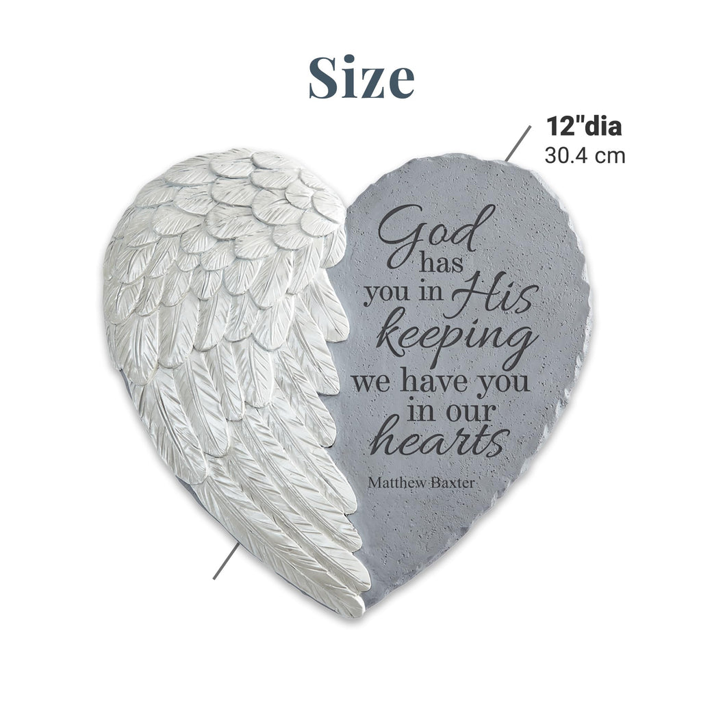 Let's Make Memories Personalized Memorial Garden Stone - Sympathy - Loss of Loved One - Condolences - Indoor/Outdoor - Durable Resin - 3D Wings of Love - Your Wings