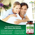 Zazzee Tart Cherry 10:1 Extract, 3000 mg Strength, 120 Vegan Capsules, 4 Month Supply, Certified Kosher, Concentrated and Standardized 10X Extract, 100% Vegetarian, All-Natural, Gluten Free, Non-GMO