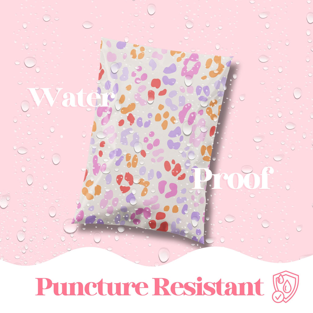 Pretty Package Store 10x13 Designer Poly Mailer 100 Pack Heavy Duty Waterproof Self Seal Shipping Bags for Small Business Large Mailing Envelopes Bulk Tear Resistant Cute Packaging Preppy Leopard