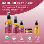 Badger Rose Beauty Balm, 100% Organic Nourishing Treatment For Face, Neck & Hands w/Pure Rose Essential Oil, Intensive Long Lasting Face Moisturizer for Women & Men, 1 oz Glass Jar
