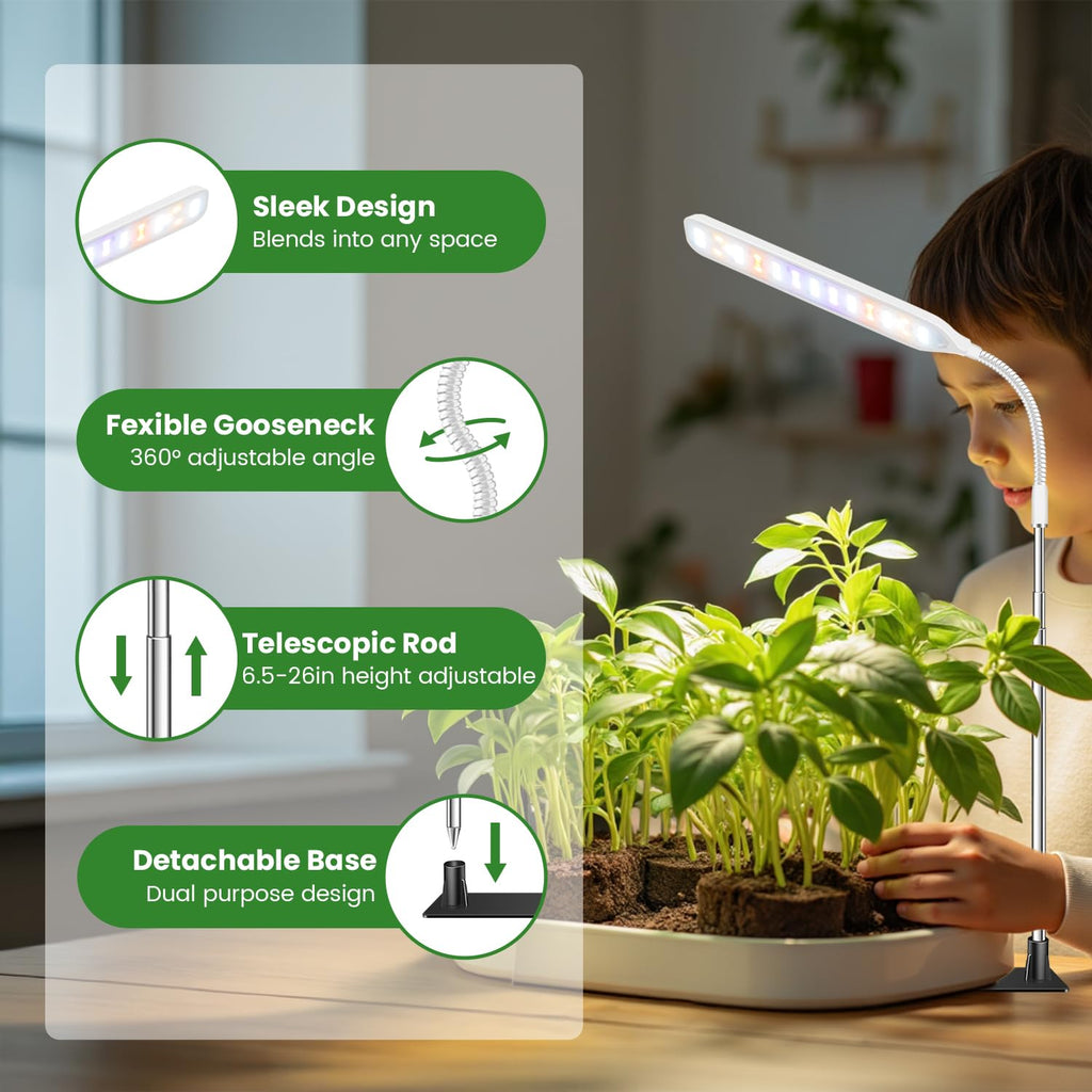 Wolezek Small Grow Lights for Indoor Plants with Base, Full Spectrum