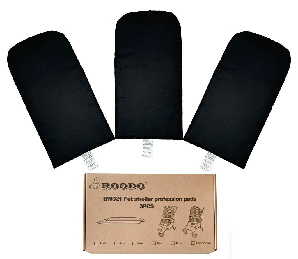 ROODO Pet Stroller Mat,Dog Stroller Cushion,Inner Pad for Exclusive Use,Original,Replaceable,Easy to Clean,Set of 3 pc(Black)