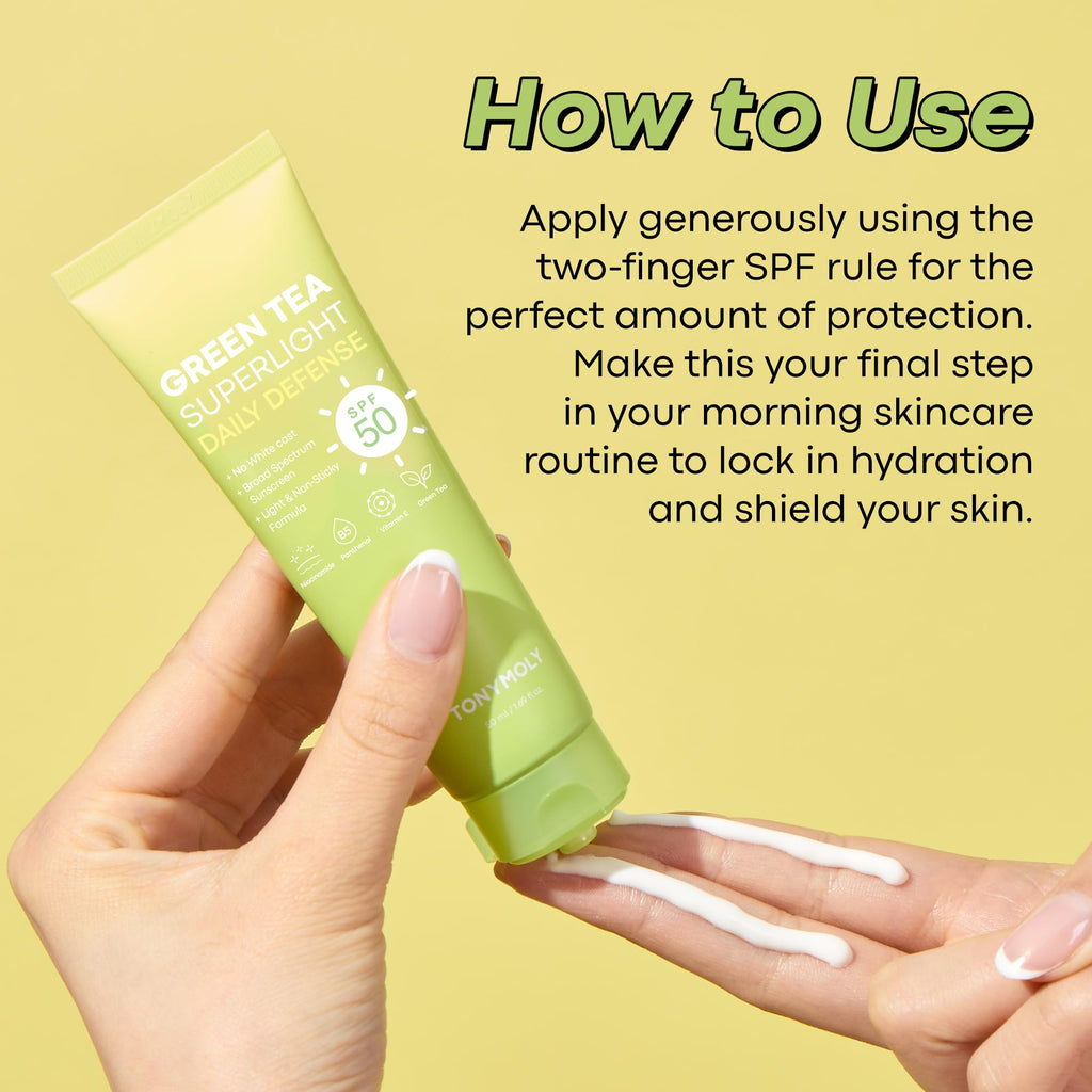 TONYMOLY Green Tea Korean Sunscreen SPF 50 – Non-Greasy Broad Spectrum Face Sunscreen with Niacinamide, Panthenol & Hyaluronic Acid, Travel Size 50ml
