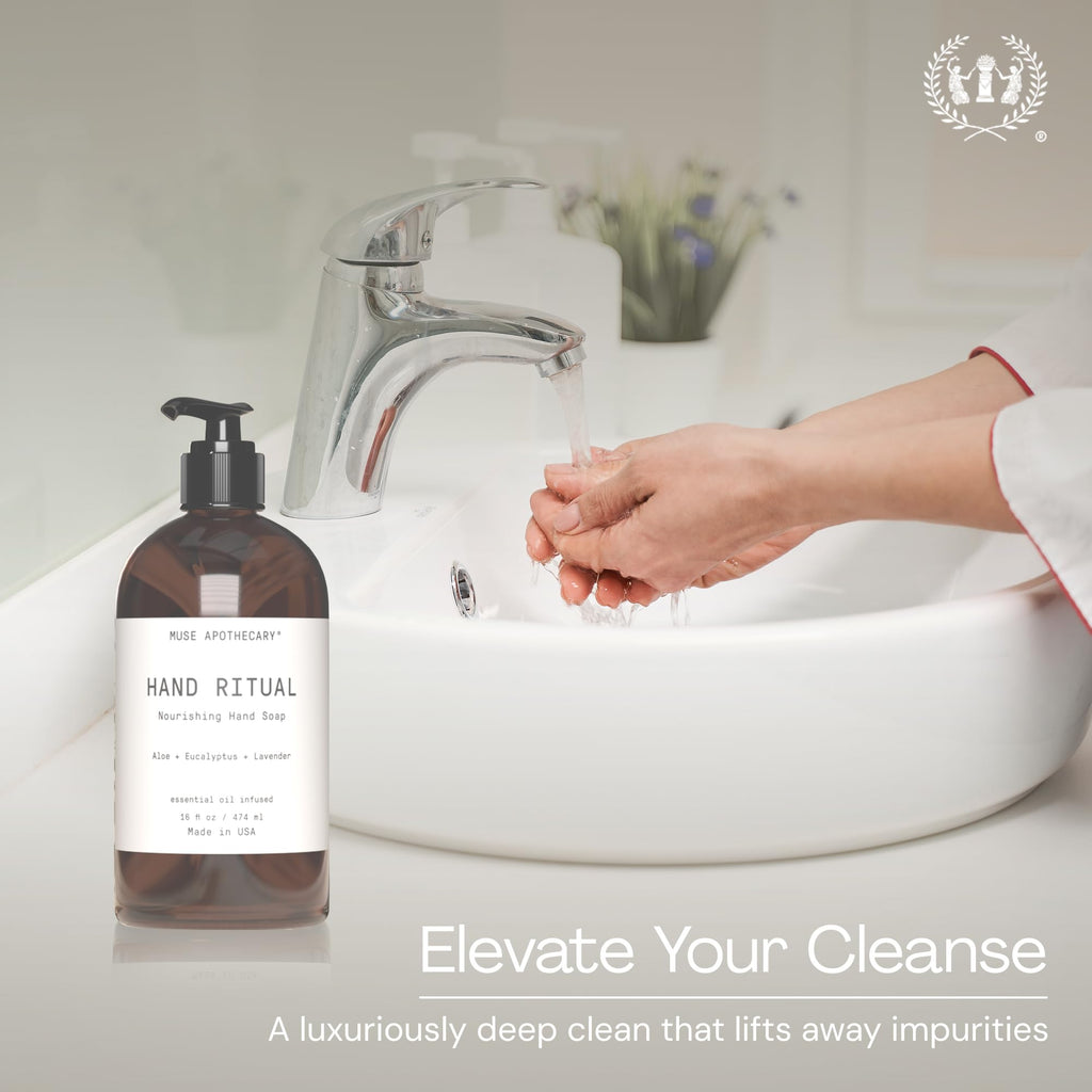 Muse Apothecary Hand Ritual - Aromatic and Nourishing Hand Soap, Infused with Natural Aromatherapy Essential Oils - USDA Certified Biobased - 16 oz, Aloe + Eucalyptus + Lavender, 3 Pack
