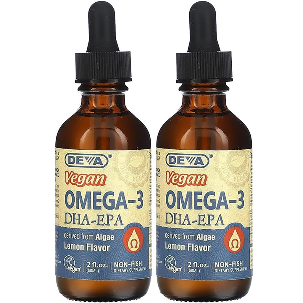 DEVA Vegan Liquid DHA-EPA (Lemon Flavor) 2 Fl. Oz Liquid (Pack of 2)