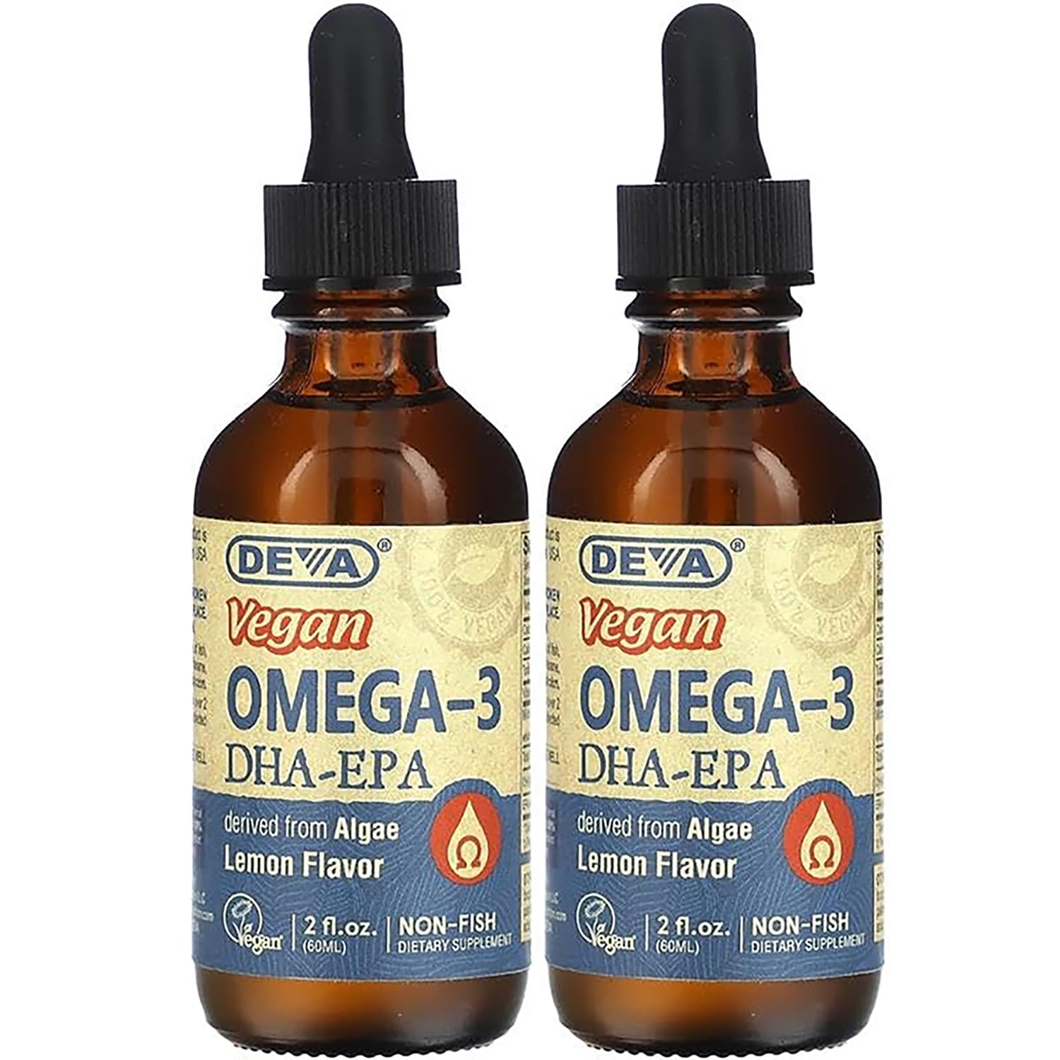DEVA Vegan Liquid DHA-EPA (Lemon Flavor) 2 Fl. Oz Liquid (Pack of 2)