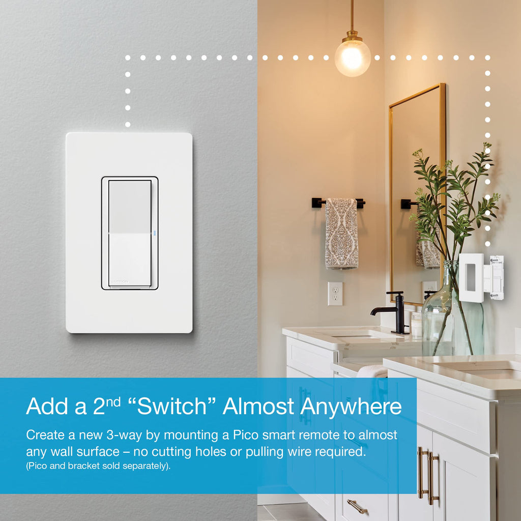 Lutron Claro Smart Light Switch for Caseta Lighting, for LED Lights, Fans, 5 Amp, Single-Pole/3-Way, Neutral Required, DVRF-5NSS-WH-3, White, 3 Pack