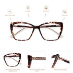 AMOMOMA Trendy TR90 Oversized Blue Light Reading Glasses Women,Stylish Square Cat Eye Glasses AM6031 C1+C6 0.0 x