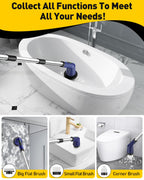 Electric Spin Scrubber for Cleaning Bathroom, Shower Scrubber Cordless Cleaning Brush with IPX7 Waterproof & 2 Speed, 3 Brush Heads, Bathroom Cleaning Supplies for Shower Tub Kitchen Tile Toilet Navy